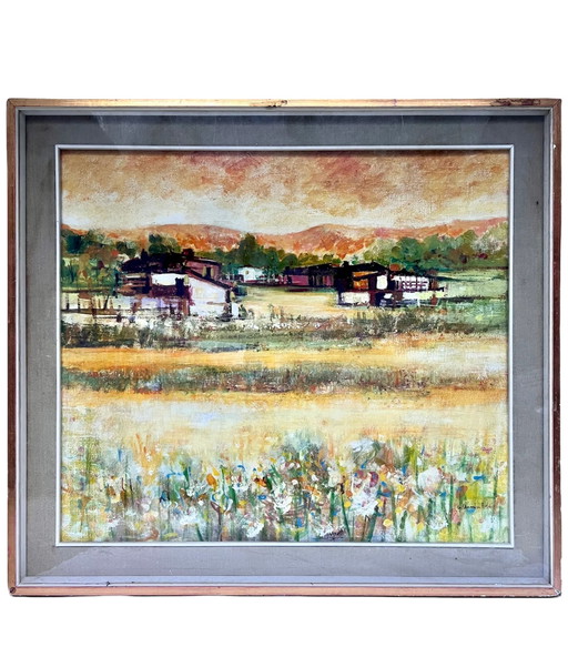 Peinture à l'huile sur toile "Summer" par Giorgio Chiarini Boddi années 1960
