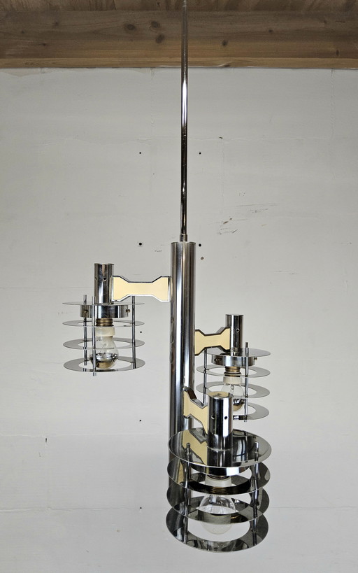 Vintage / Space age Itiliaanse kroonluchter Gaetano Sciolari / hanglamp /vintage design kroonluchter