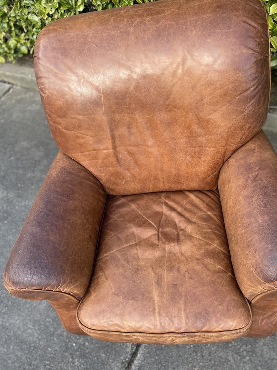 Image 1 of Fauteuil club vintage en cuir - Design italien
