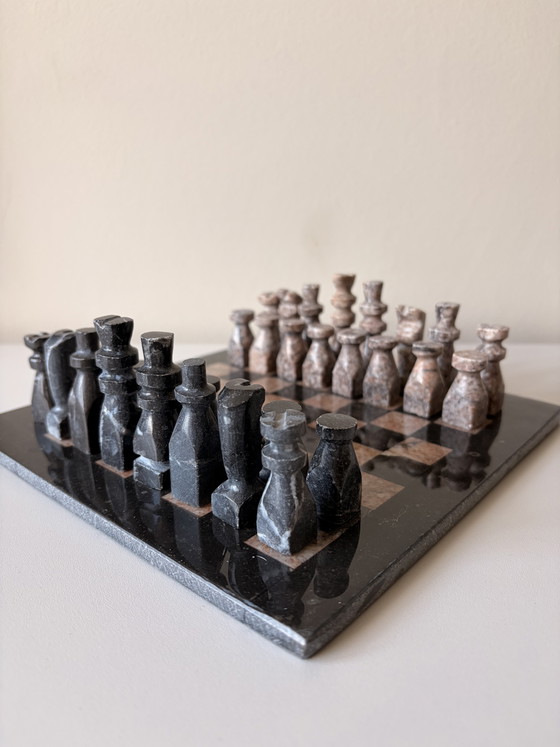 Image 1 of Jeu d'échecs vintage en marbre