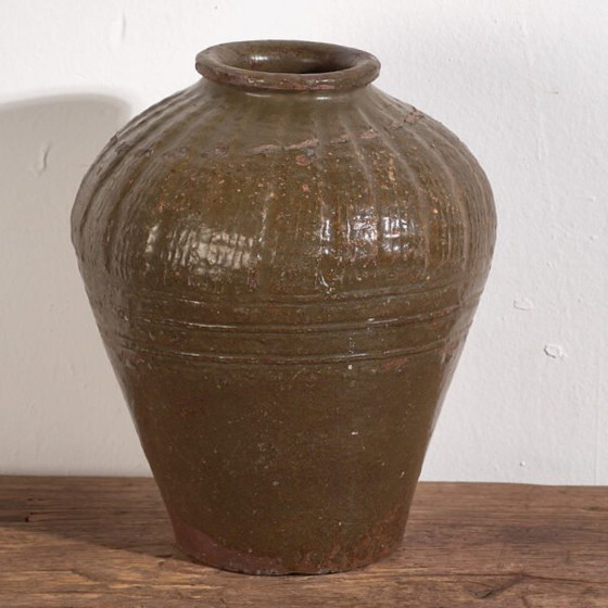 Kleine antieke olijfgroene vaas (ca. 1900) #4 – Vazen (photo 11 of 16)