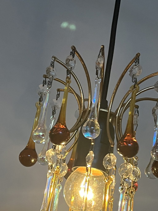 Pendant Chandelier Vintage Teardrop Pearls Smoked Smoked Glass