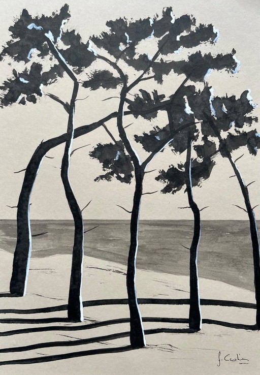 Encre de Chine sur papier naturel.  Format 30x21 cm