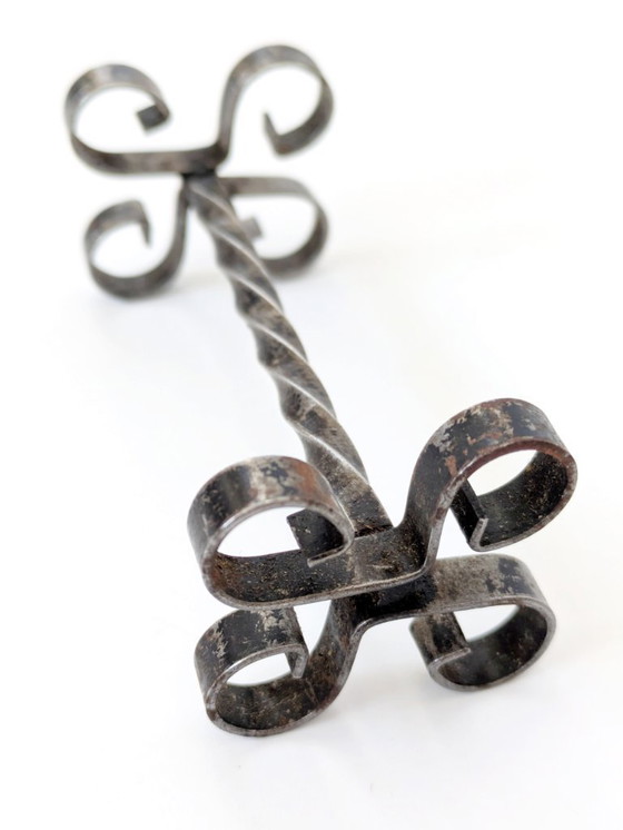 Image 1 of Set of 6 Midcentury Wrought Iron Knife Rests, French Brutalist, Spanish Revival Style, 1970s