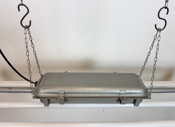 Image 1 of Lampadario industriale grigio a sospensione di Polam Gdansk, anni '70