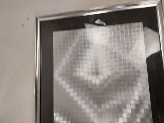 Image 1 of 1x set of 2 silver-colored op art artworks by Barbara Lüdinghausen 1970s/80s