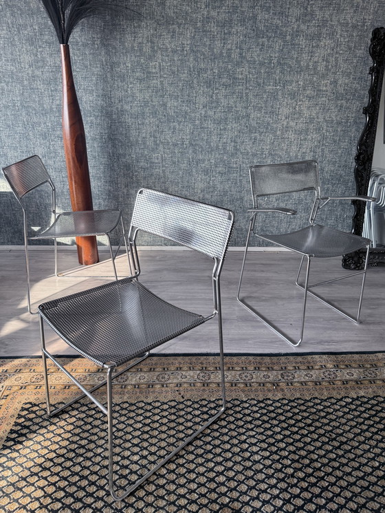 Image 1 of Juego de 3 sillas apilables cromadas "Sultana" de Arrben International, ca 80s