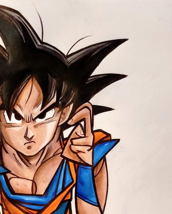 Image 1 of Nunzio MACCIONI - Goku Meets Picasso - Ingelijste kunstenaarstekening