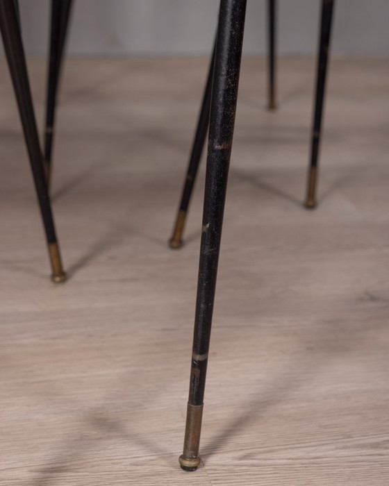 Image 1 of Set of 6 Vintage 1960s Metal and Leather Chairs, Italian Design