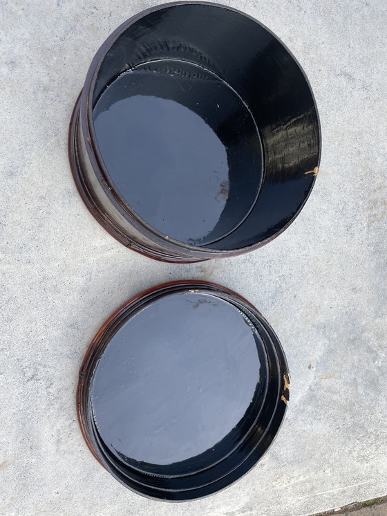 Image 1 of Juego de 3 sombrereras antiguas de laca japonesa