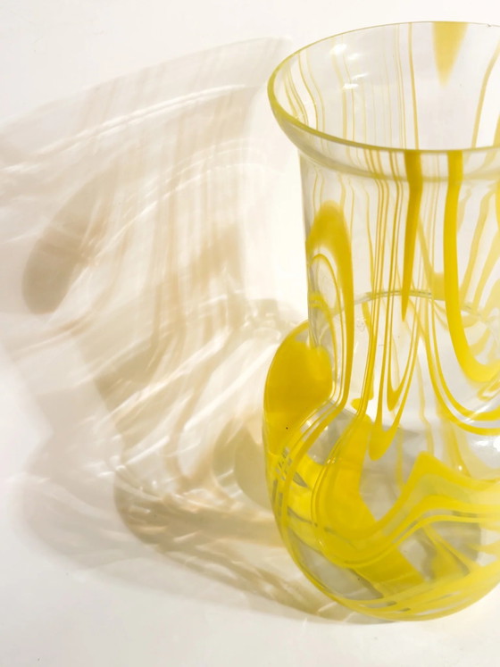 1980s Yellow and Clear Murano Glass Vase (photo 6 of 9)