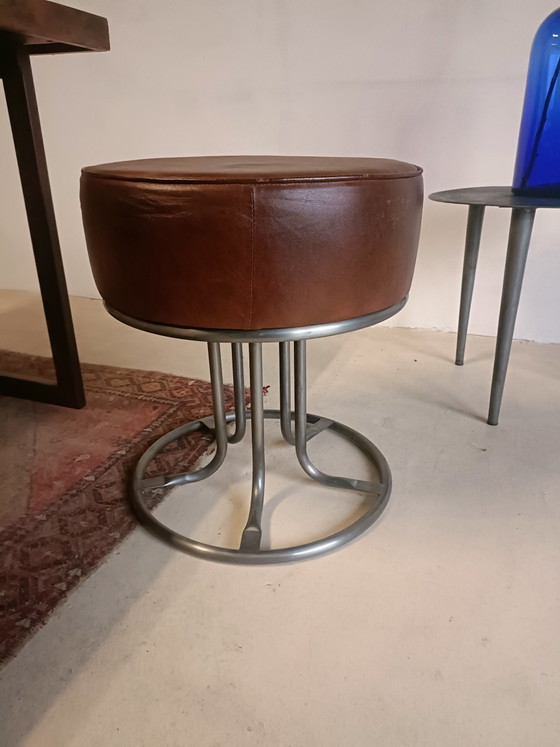 Nieuwe Bruine Leren Poef – Art Sensation, Hockers en poefs, Metal, Leather (photo 2 of 10)