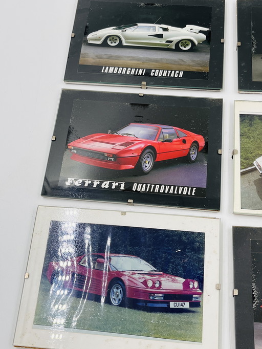 Set of 8 car postcards
