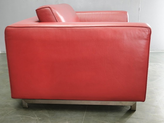 Fauteuils Lounge Oversize en Cuir Rouge et Ottoman Wittmann, Autriche (photo 15 of 20)