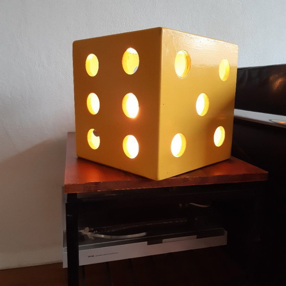 Image 1 of Lampada a dadi in legno vintage, fatta a mano, pezzo unico, anni '60