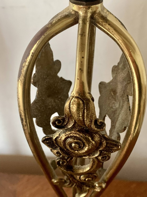 Image 1 of Pair of vintage brass table lamps in art nouveau style