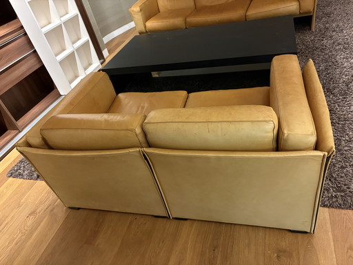 Cassina 3-seater and 2-seater leather sofa set