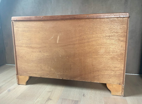 Image 1 of Vintage art-deco barkast – zorgvuldig gerestaureerd, antraciet en walnoot.