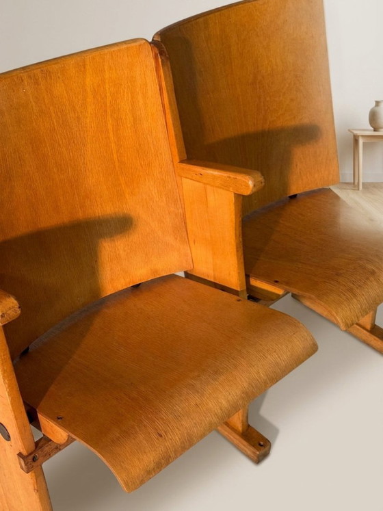 Cinema Chairs Mid-Century Wooden Cinema Seating, 1950s, Germany, 104 × 42 × 85.5 cm – Armchairs (photo 4 of 7)