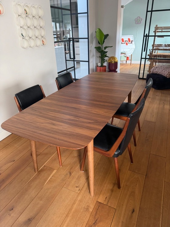 Image 1 of 4 sedie da pranzo vintage con tavolo allungabile