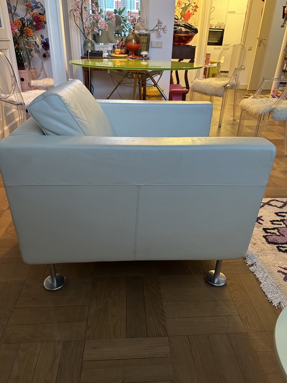 Image 1 of 2x Vitra Park Fauteuils wit leer