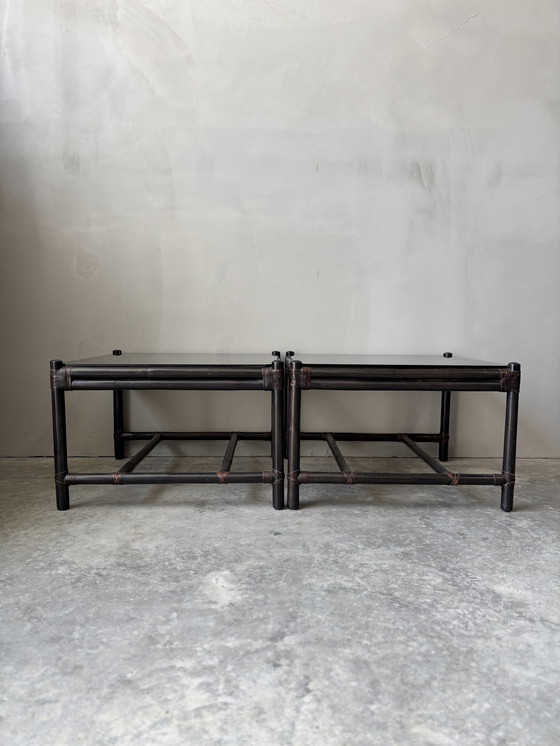 Image 1 of 2x bamboe salontafel / bijzettafel, 70s