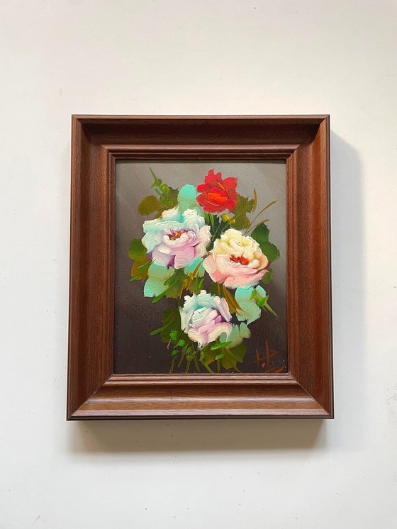 Image 1 of Dipinto: "Rose" (25 x 29) * Vintage anni '70 *