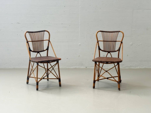 Set of 2 vintage designer chairs by Yuzuru Yamakawa made of bamboo