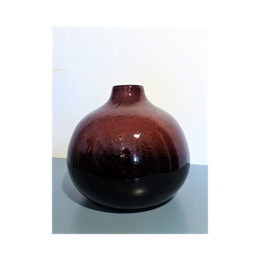 Vase vintage en verre soufflé violet, France 1960