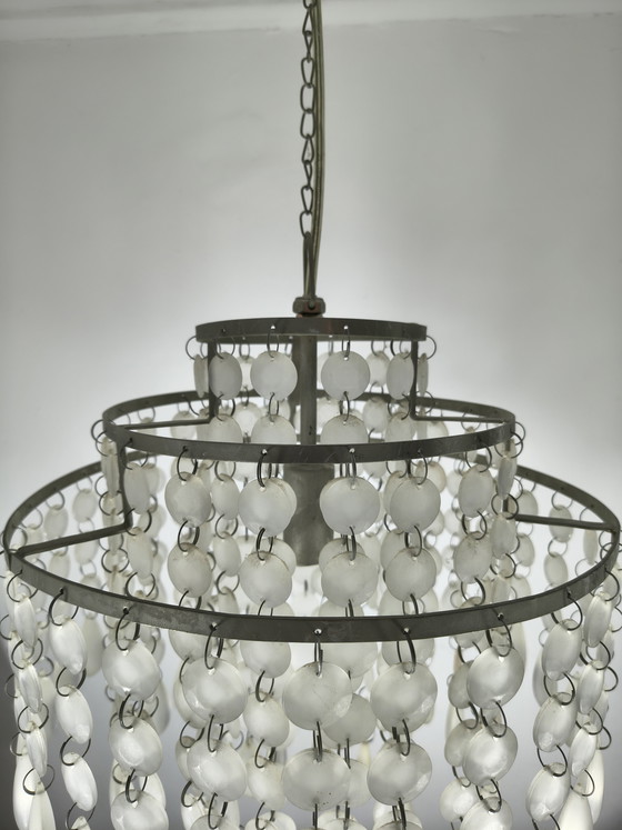 Image 1 of Lampadario vintage con gocce di vetro - 34x72 cm