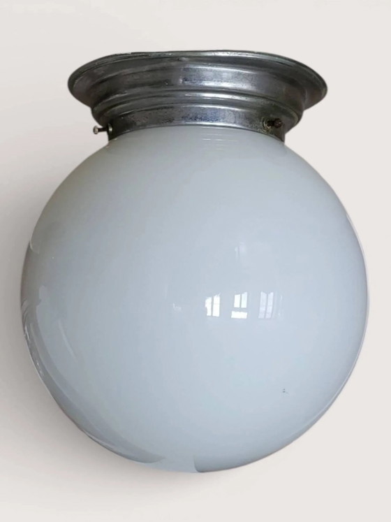 Plafoniera a globo in vetro anni '50 – Plafoniere, Crystal, Glass, Art Deco (photo 2 of 8)