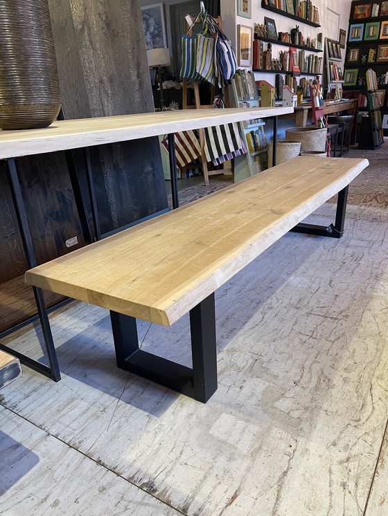 Image 1 of Tree trunk dining table + tree trunk bench oak