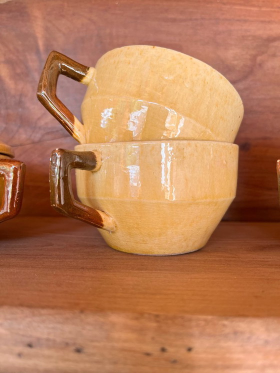 Image 1 of Service à café ocre signé G. Platon Vallauris