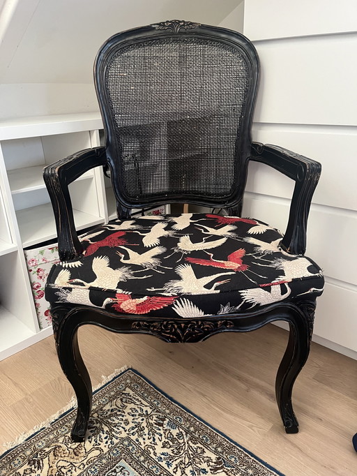 Schwarzer Brocante-/Vintage-Gurtstuhl