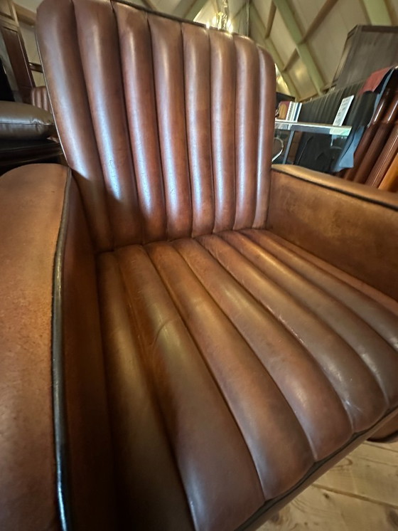 Image 1 of Art Deco sheepskin sofa. 3+1+1