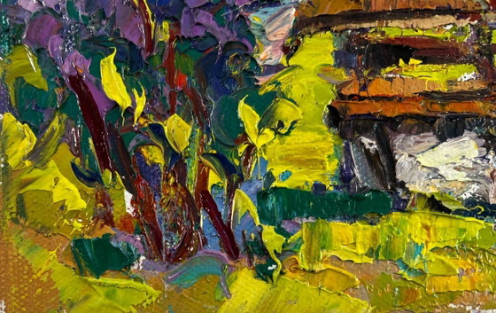 Image 1 of Original Oil Painting Summer Village Landscape Earth awakens to new life