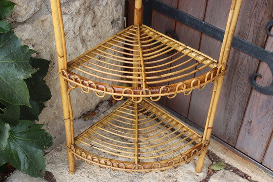 Image 1 of Rotan hoekplank van Franco Albini, jaren 60