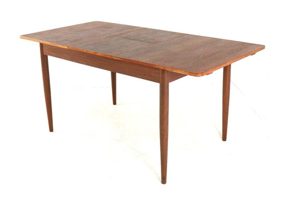 Vintage rectangular extendable Dining table midcentury 'Giessen' restored, Wood, Brown, Mid Century Modern (photo 3 of 15)