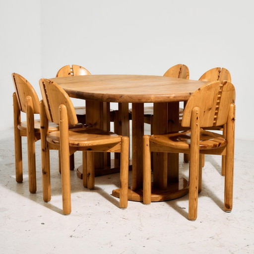 MK9986 Pine dining set by Rainer Daumiller for Hirtshals Savvaerk, Set of 7