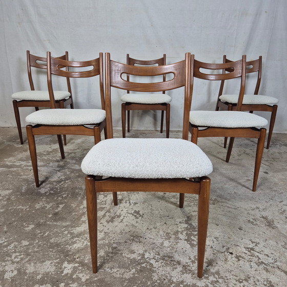 Image 1 of 6 vintage Danish design dining chairs 1960s-70s Bouclé