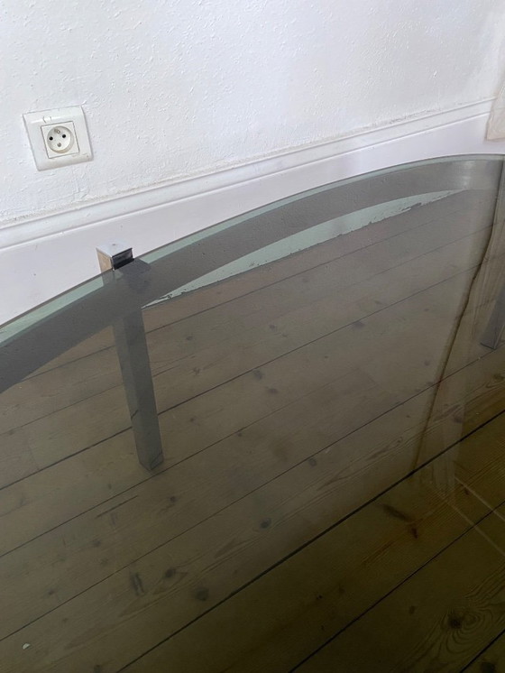 Image 1 of Italian design oval coffee table structure in chrome and smoked glass