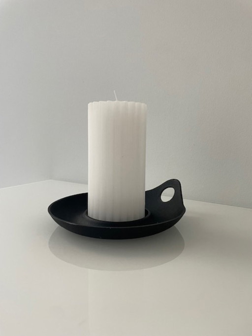 Portacandele moderno in alluminio nero