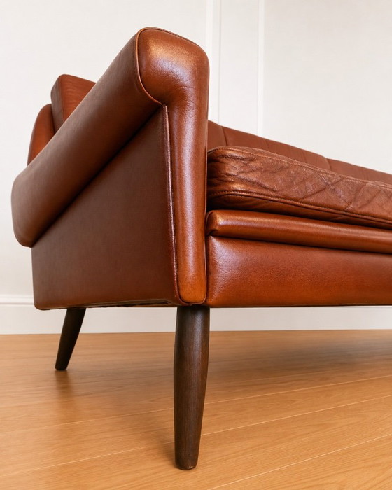 SVEND SKIPPER 3 PERSON SOFA IN CHESTNUT BROWN LEATHER 1960,s – 3-5 seaters (photo 5 of 9)