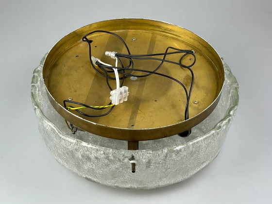 Image 1 of Lampada da soffitto anni '60 e '70 Plafoniera a filo in vetro ghiacciato Hillebrand Germania