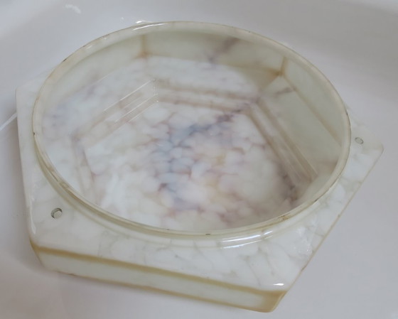 Image 1 of Hanglamp Art Deco glas bruin wit zeshoekig hexagonaal