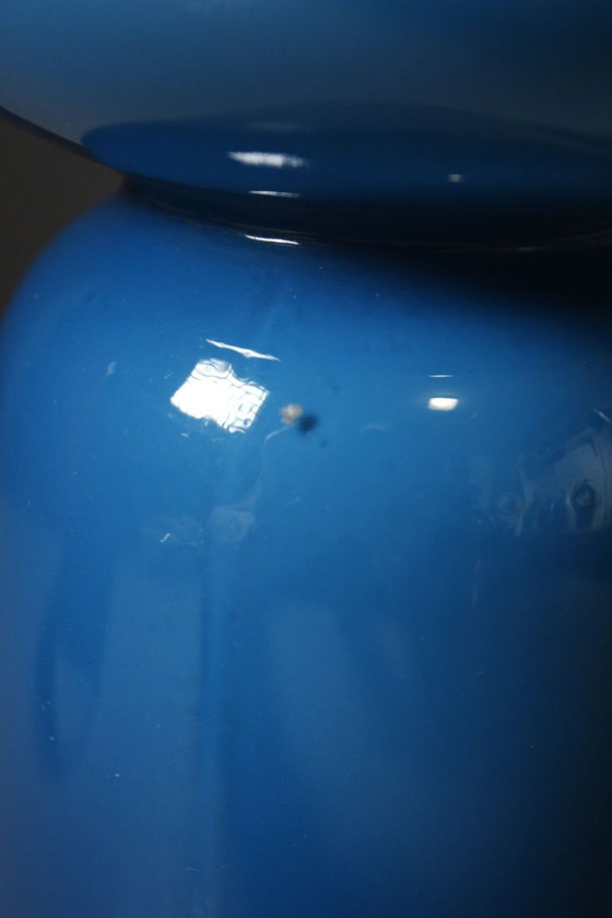 Vintage blue multi-layered opaline vase, Scandinavian design, 1970s style, Per Lütken – Glass (photo 5 of 9)