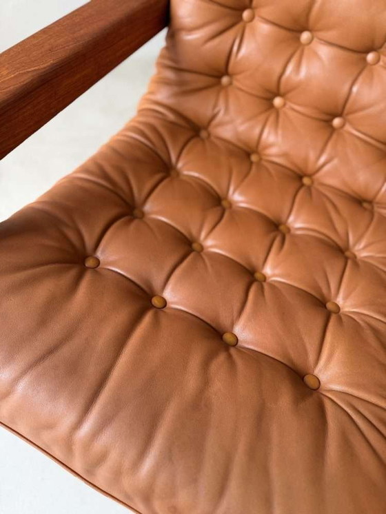 Image 1 of Fauteuil lounge vintage en cuir teck des années 1960