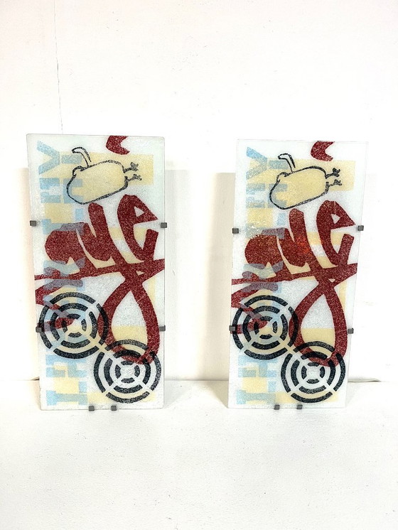 Image 1 of Glass GYLLEN wall lamps, designed by Julia Treutiger for Ikea, 1990s.