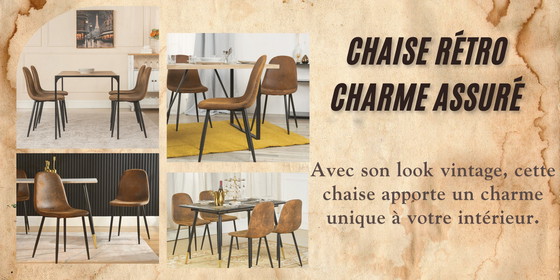 Image 1 of 4x Urban Meuble Chaises de Salle à Manger Scandinaves Vintage Suède Marron Rétro