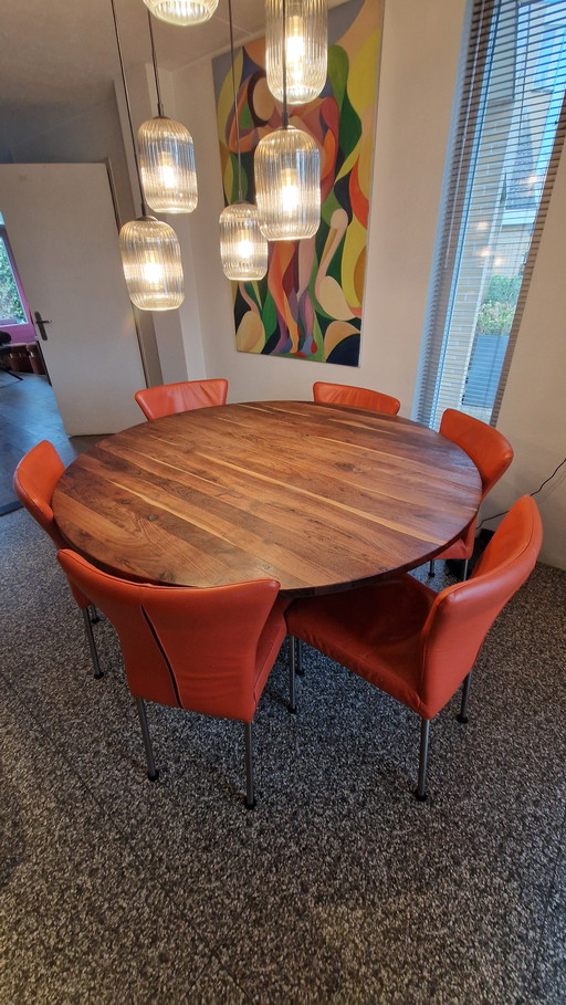 Dining Table with 6 Leather Chairs